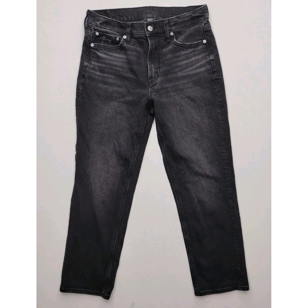 American Eagle Super High Rise Ankle Straight Women's 8 Black Denim‎ Jeans